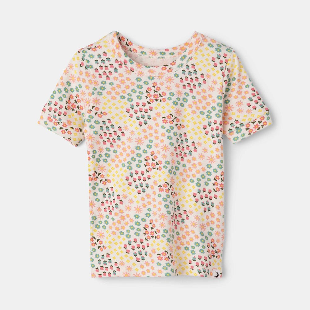 rise little earthling Short Sleeve Sleep Set - Antique White Floral / 18-24M - Image 2