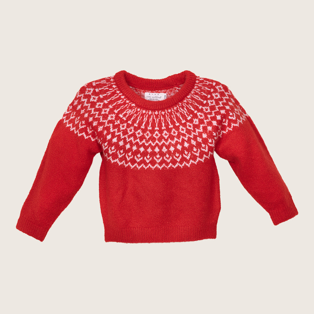 rise little earthling Fairisle Sweater BUHSW08 - Red / 9-12m