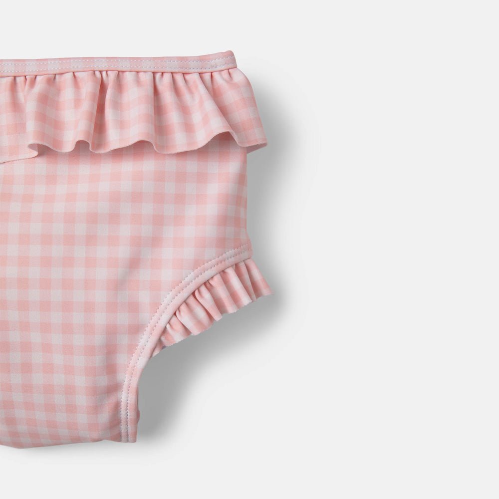 rise little earthling Ruffle Bow 2-pc Bathing Suit - Blue Fog Stripe / 6-12m - Image 3