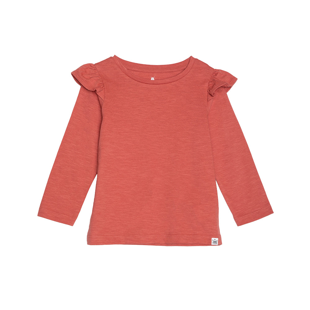 rise little earthling Long Sleeve Ruffle T-Shirt TGFKT20 - Grey / 18-24m
