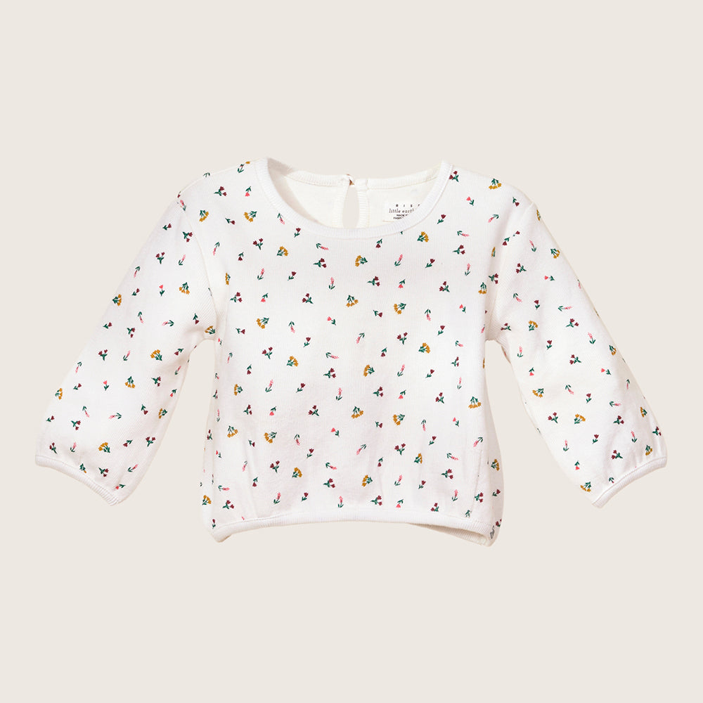 rise little earthling Crew Graphic Top - White / 0-3m