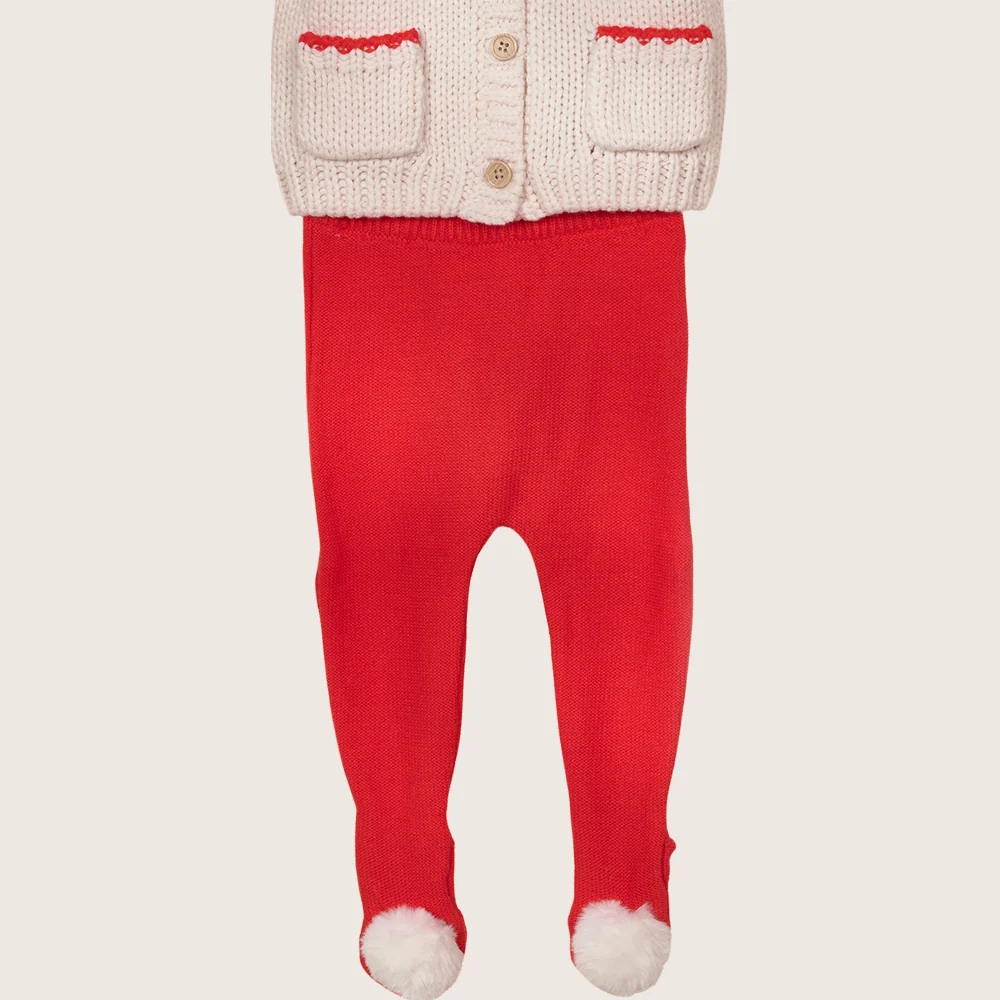 rise little earthling 2PC Cardigan & Legging Set BUHST42 - Red / NB - Image 2