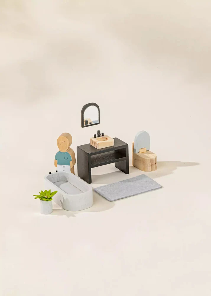Coco Village Wooden Doll House Bathroom Furniture (6pcs) - Image 2