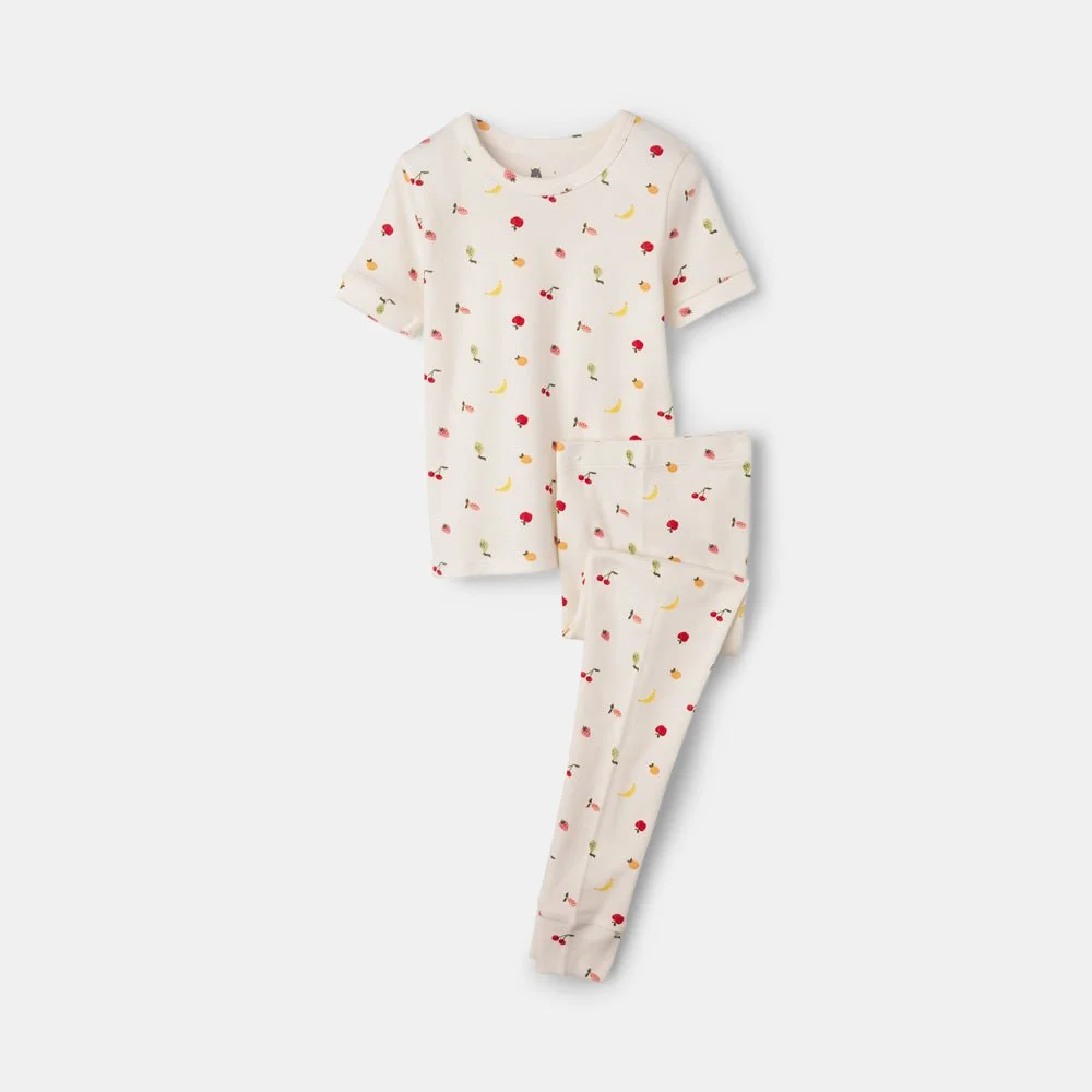 rise little earthling Short Sleeve Sleep Set - Antique White Floral / 18-24M - Image 6